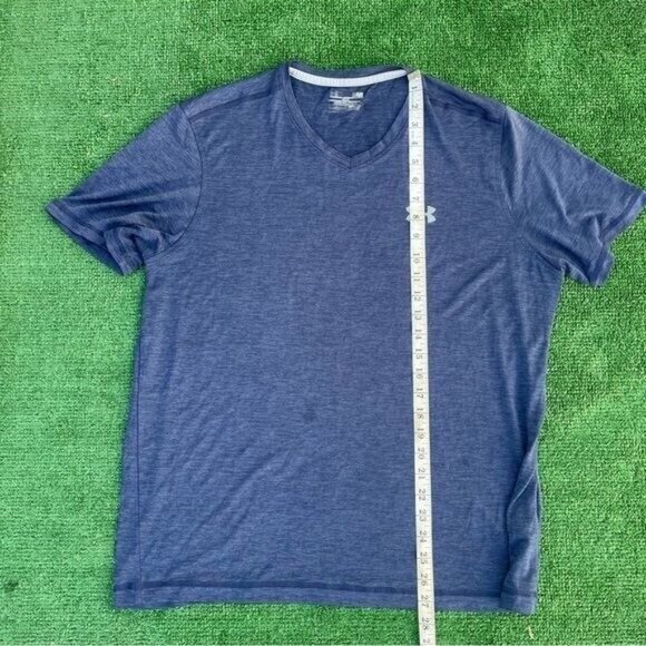 Men's Under Armour Dark Blue Heatgear Loose Fit Athletic V-neck T- Shirt Size L - Picture 2 of 5